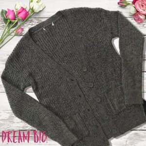 Dark grey cardigan with lace sides
